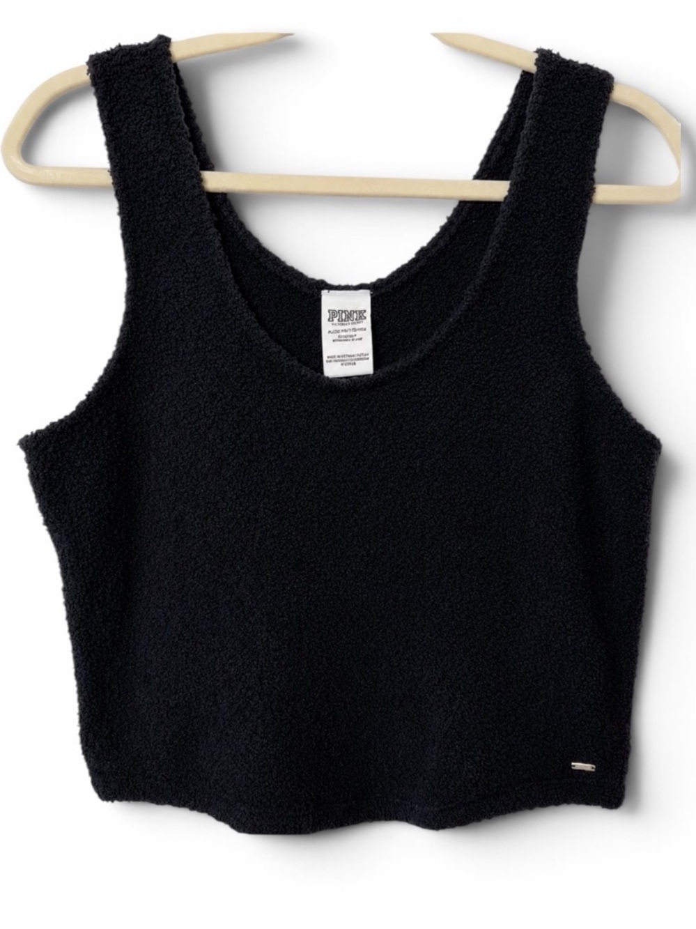 PINK Victoria's Secret Black Cozy Knit Crop Sleep Tank Size XL
